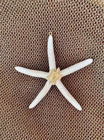 The Sea Turtle Ornament - white finger starfish ornaments handmade by Flair Gifts on the Mississippi Gulf Coast. wall hanging, coastal gift